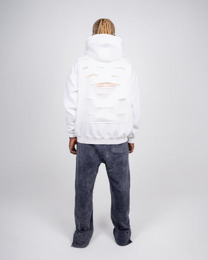 Unisex Ripped Hoodie - White