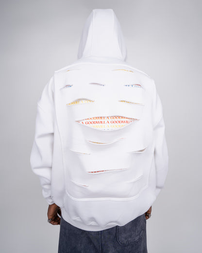 Unisex Ripped Hoodie - White