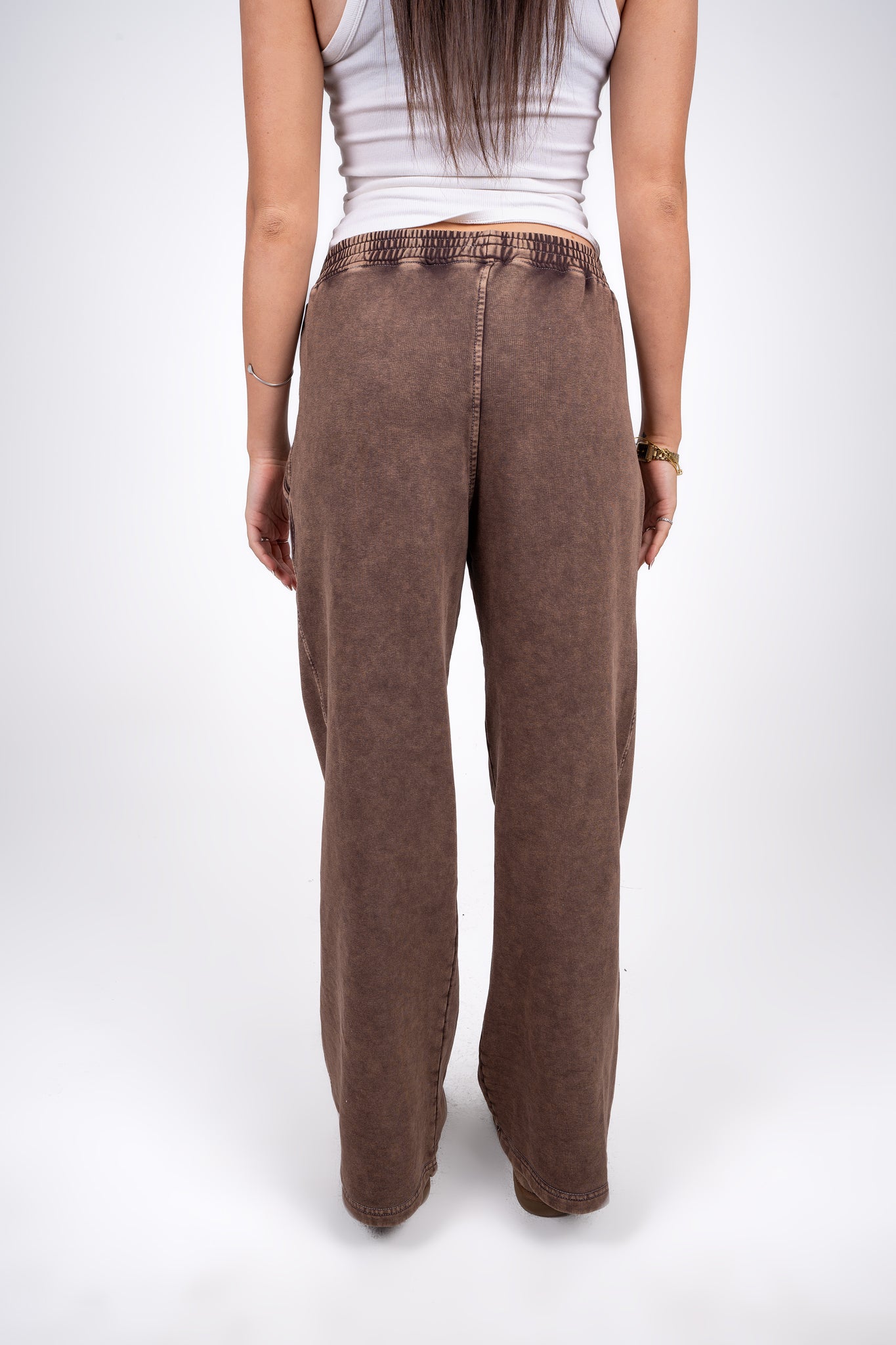 Relaxed Fit Pants Washed Brown