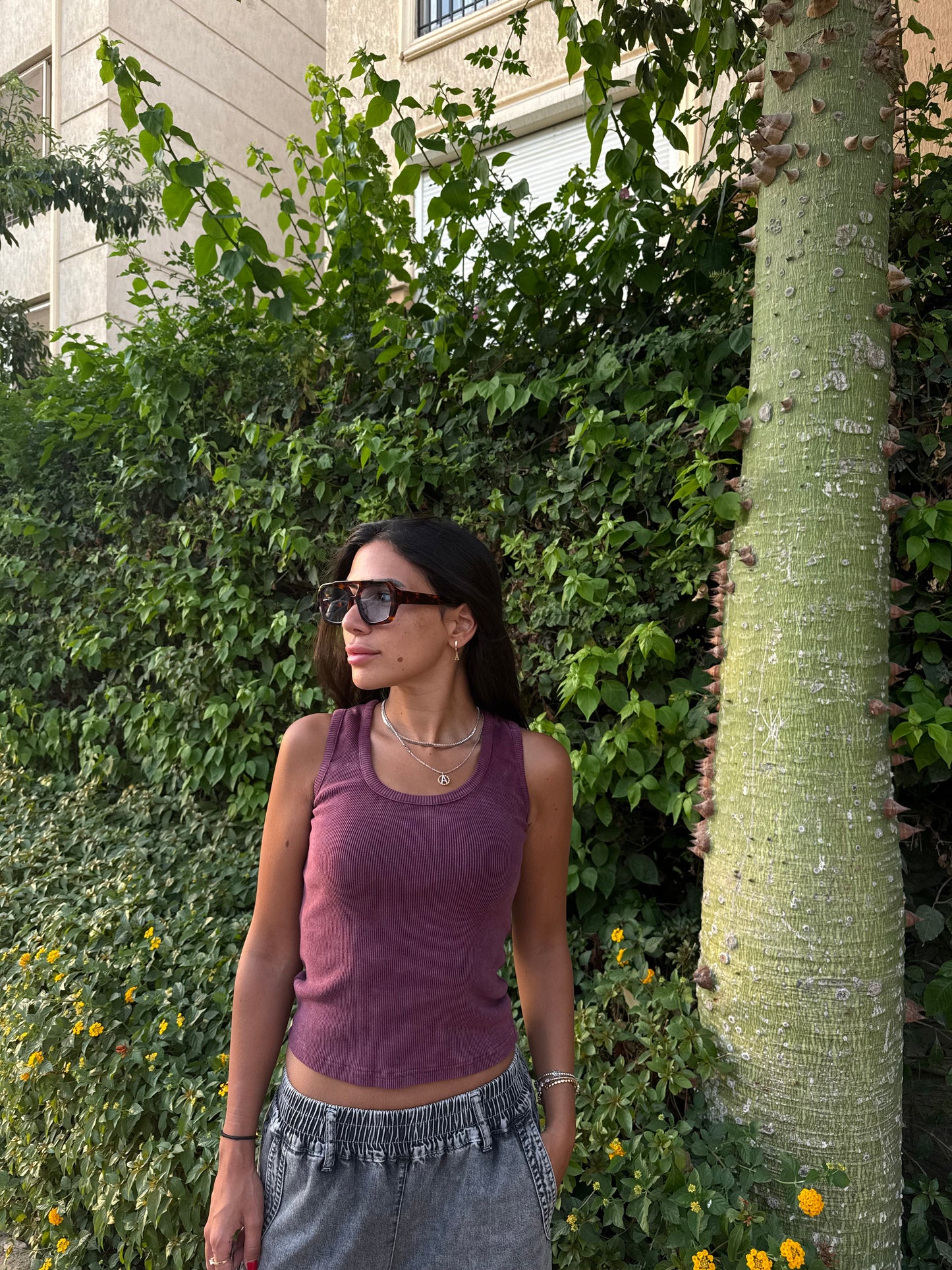 Washed burgundy tank top