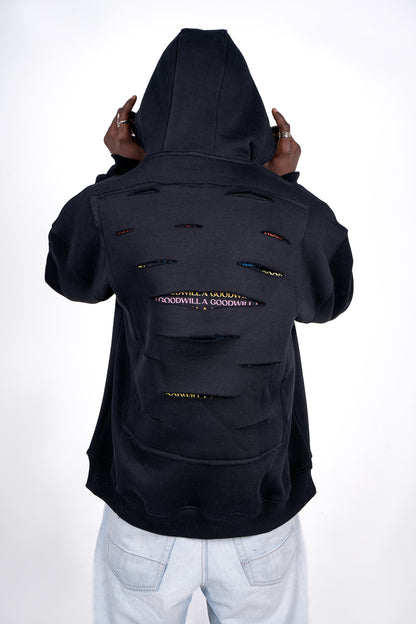 Unisex Ripped Hoodie - Black