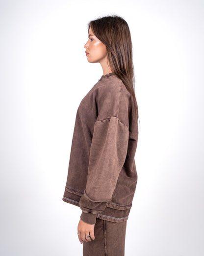 Unisex Crewneck Washed Brown