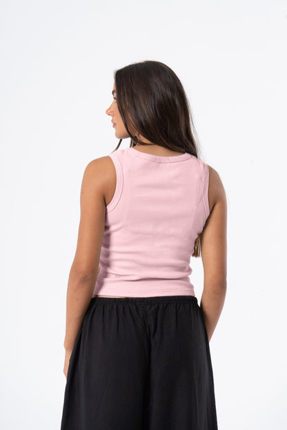 Tank Top Crew Neck Pink