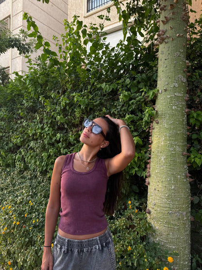 Washed burgundy tank top