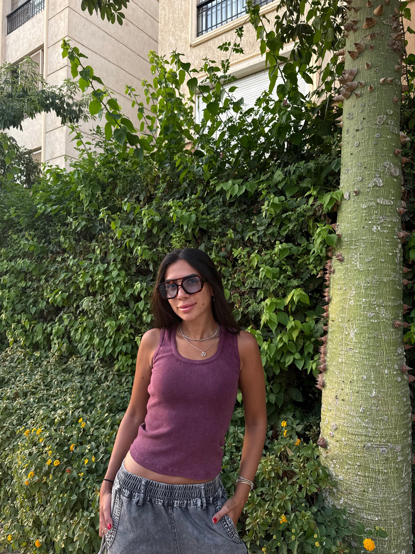 Washed burgundy tank top