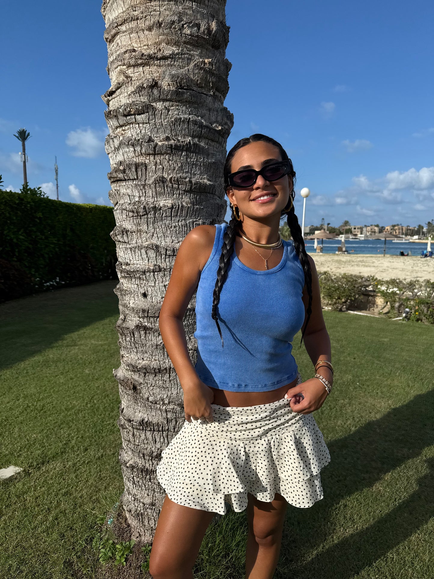 Washed blue tank top