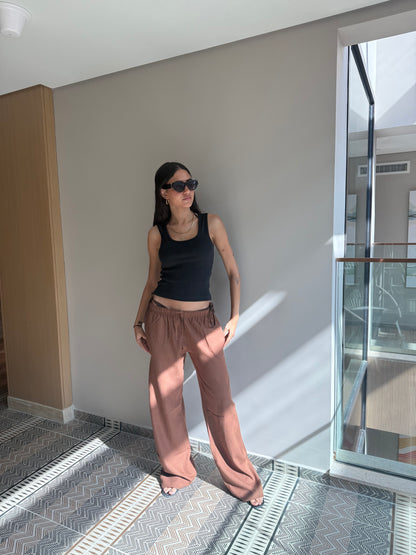 Brown Linen Pants