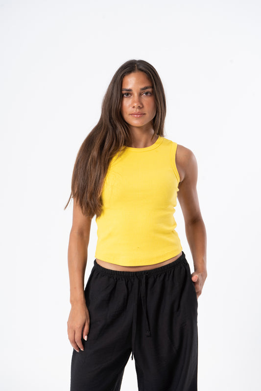 Tank Top Crew Neck Yellow