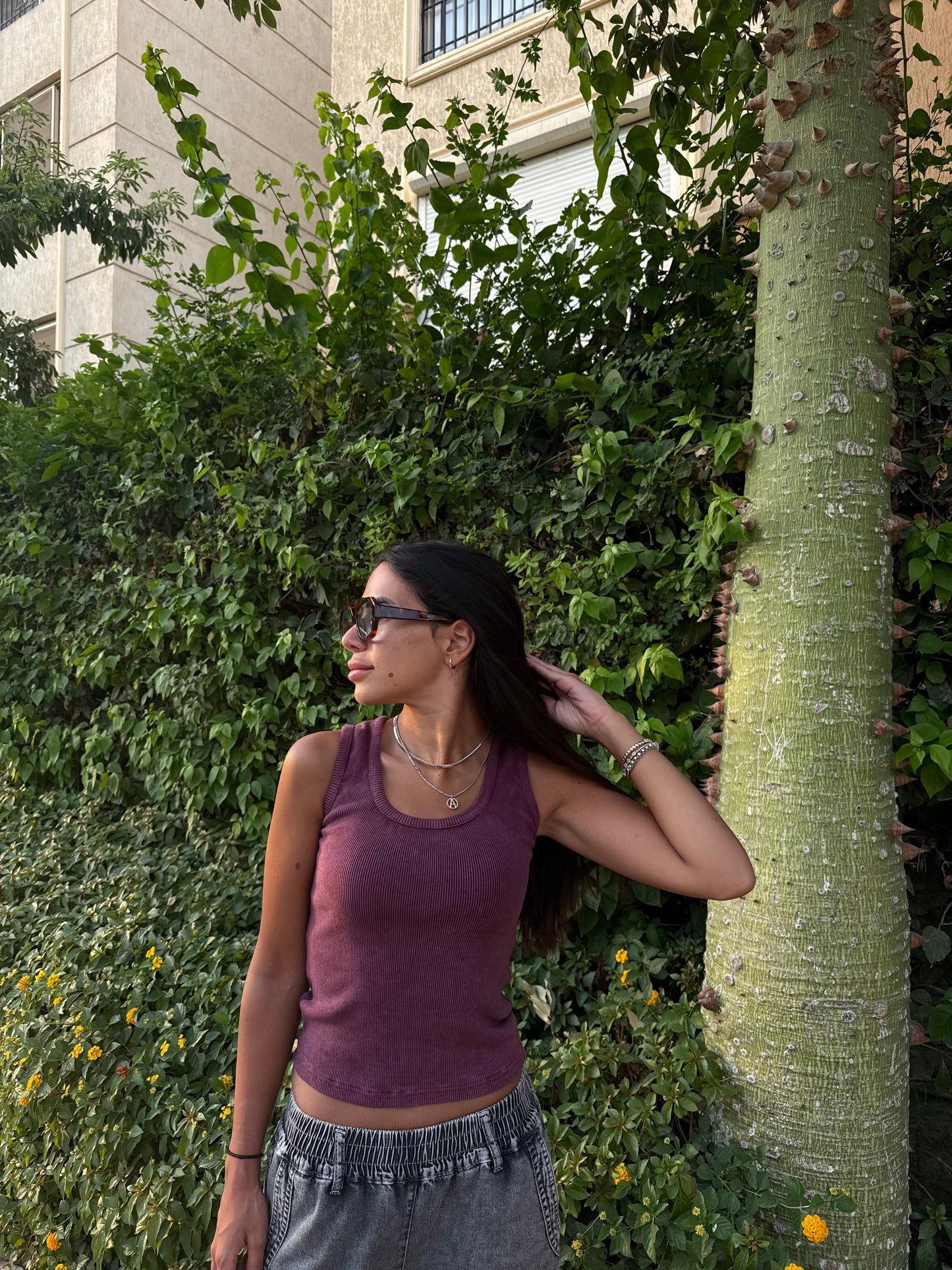 Washed burgundy tank top