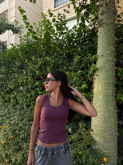 Washed burgundy tank top