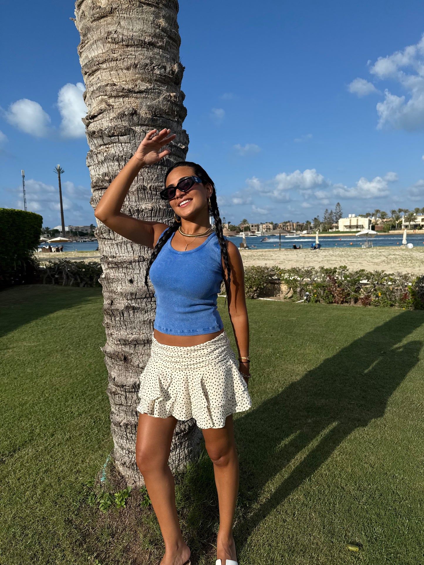 Washed blue tank top