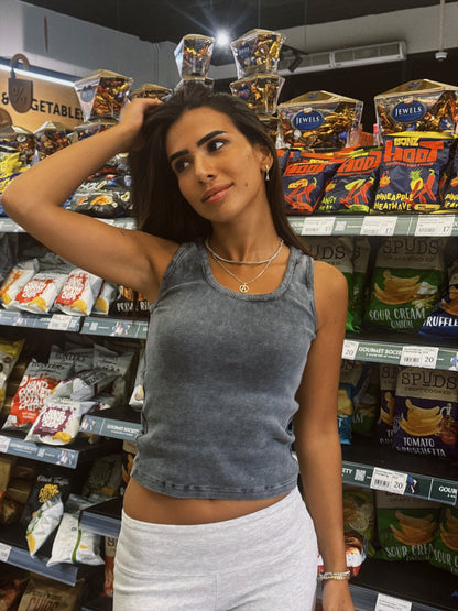 Washed grey tank top