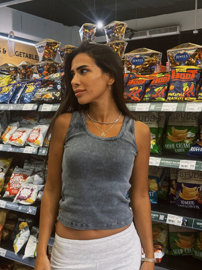 Washed grey tank top
